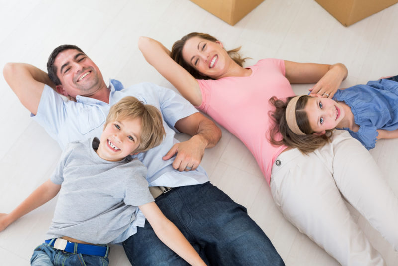 comfortable family on floor