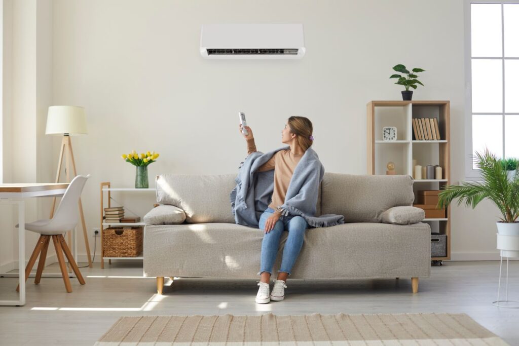 lady on couch with ac